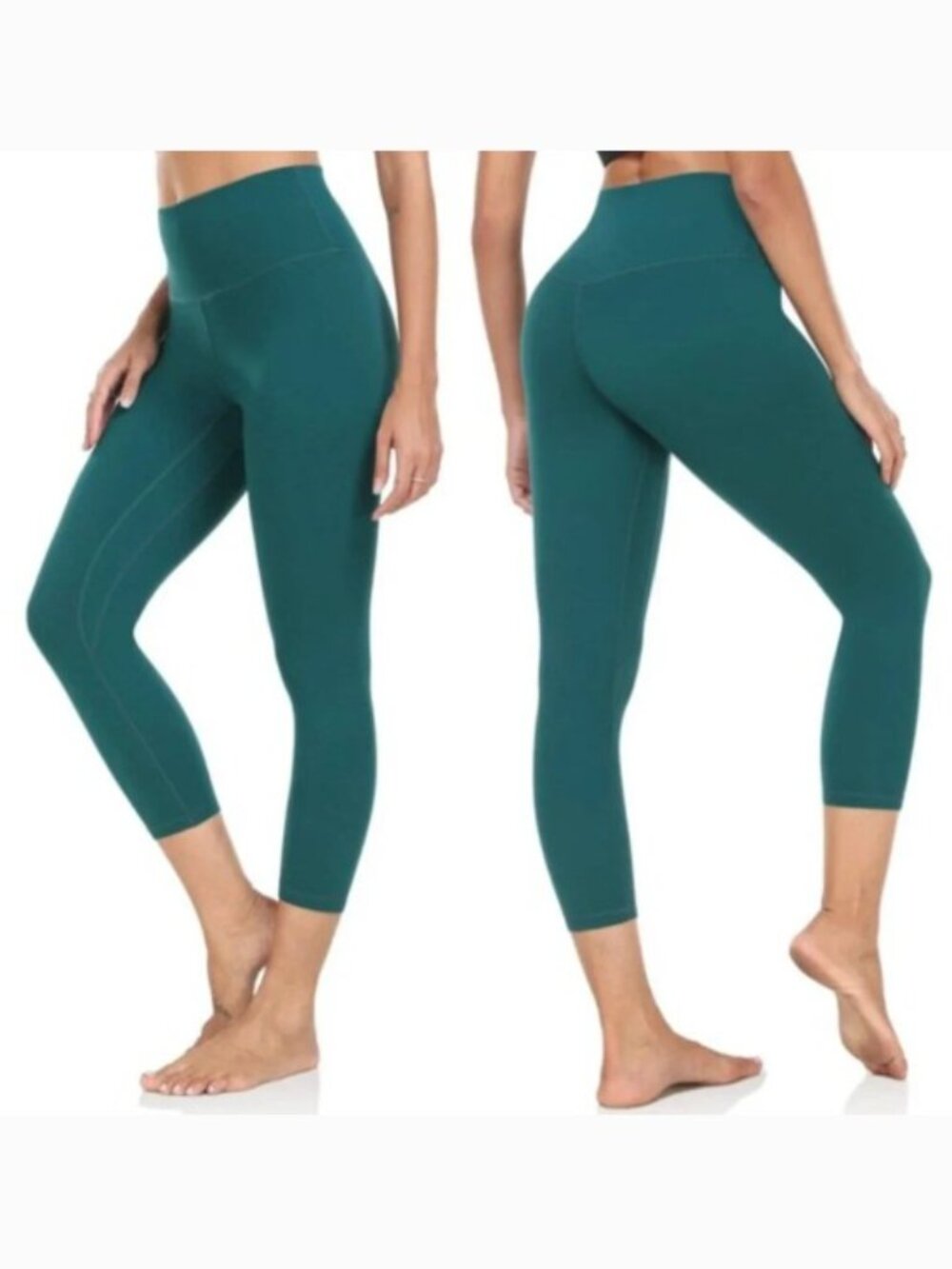 Yunoga High Waisted Cropped 21" Yoga Leggings XL in Teal